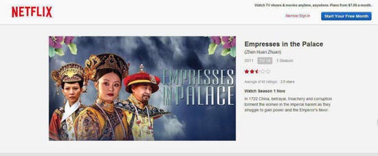 Chinese TV series 'Empresses in the Palace' broadcasted in Netflix