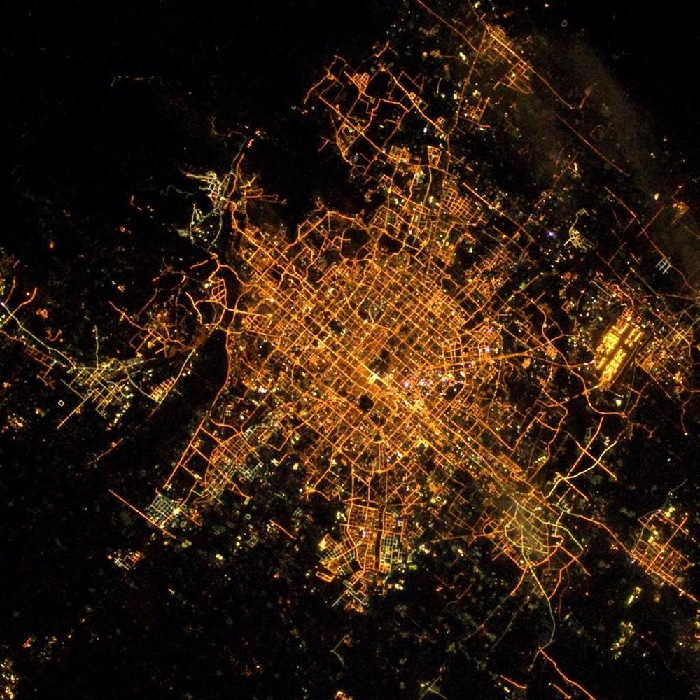 Photos of big cities taken from International Space Station