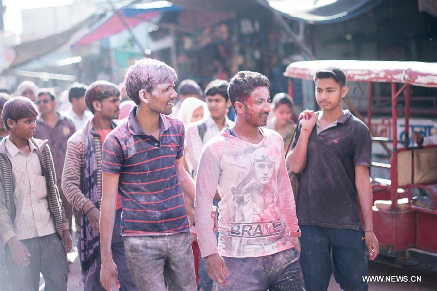 Holi Festival celebrated in Vrindavan, India